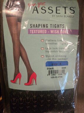 Love Your Assets Shaping Tights SPANX Textured Wishbone Black NEW Size 4